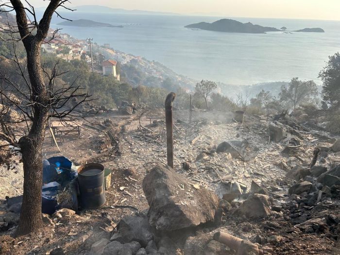 zmir'deki yangnda bir ba evi kl oldu