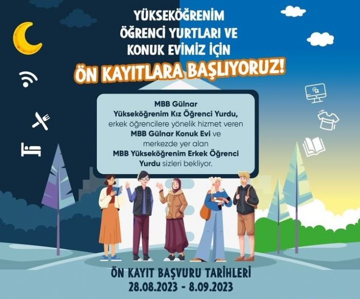 Mersin Bykehir Belediyesi, yurt ve konukevi kaytlar balyor