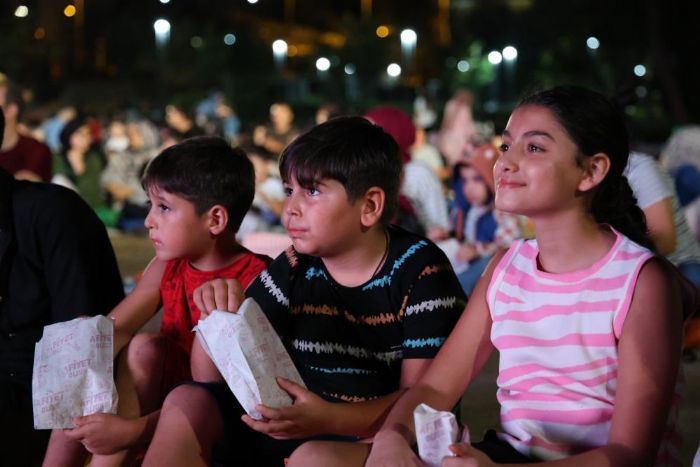 Krkkale'de vatandalar ak hava sinemasnda bulutu