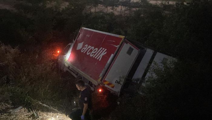 Freni boalan Arelik kamyoneti uurumdan utu