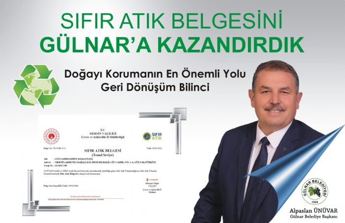 Glnar Belediyesi sfr atk belgesi ald