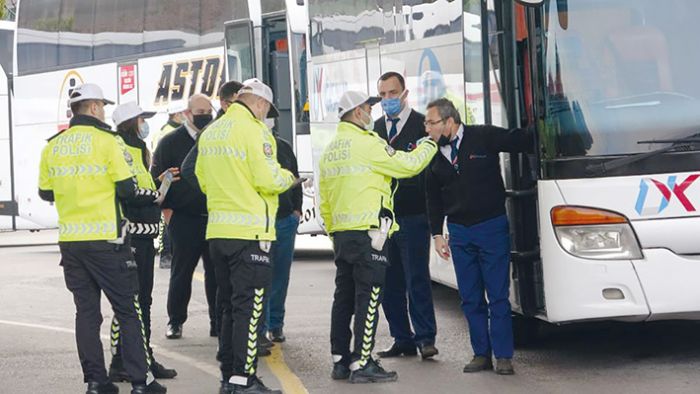 Mersinde yolcu otobslerine k denetimi