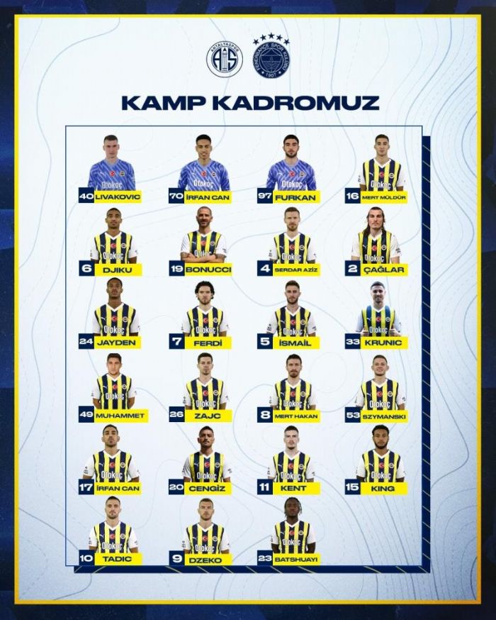 Fenerbahe'nin Antalyaspor ma kamp kadrosu belli oldu