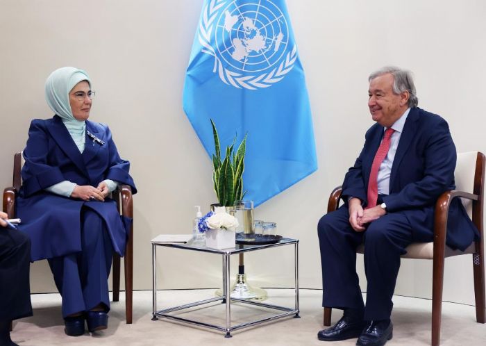 Emine Erdoan, BM Genel Sekreteri Antonio Guterres'le grt