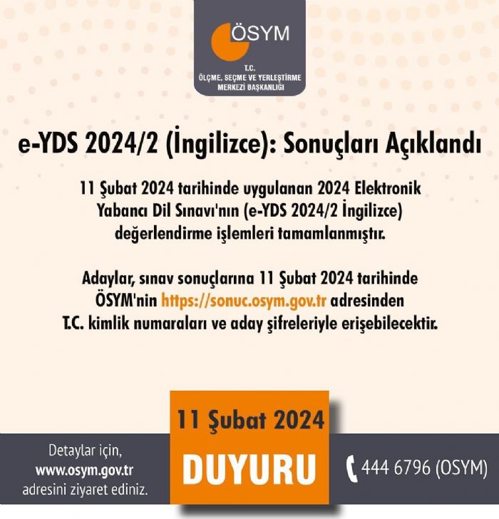 e-YDS sonular akland