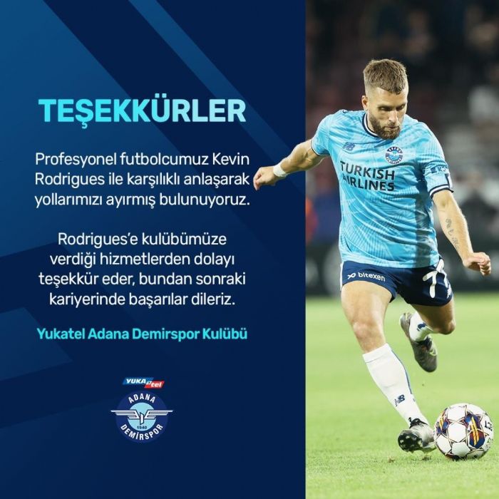 Y. Adana Demirspor'da Kevin Rodrigues ile yollar ayrld