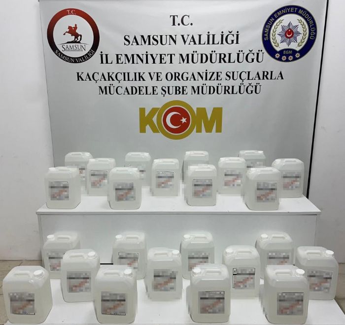 Samsun'da 120 litre etil alkol ele geirildi