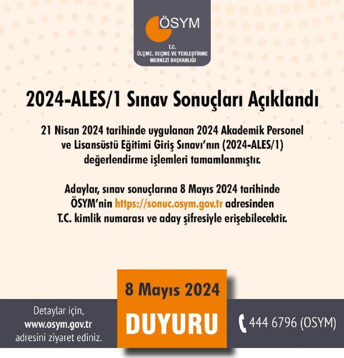 2024-ALES/1 sonular akland