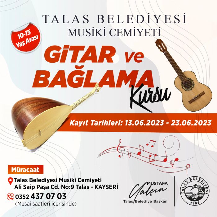 Talas Musiki Cemiyetinde kurs kaytlar balad