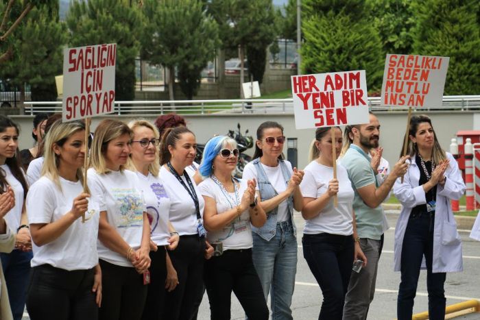 Salk alanlar hastane bahesinde spor yapt