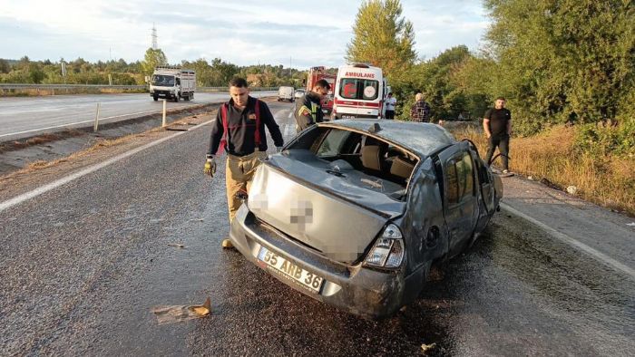 Karabk'te kontrolden kan otomobil takla att